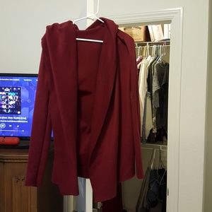 Cute dark red cardigan with hood ! Never worn:)